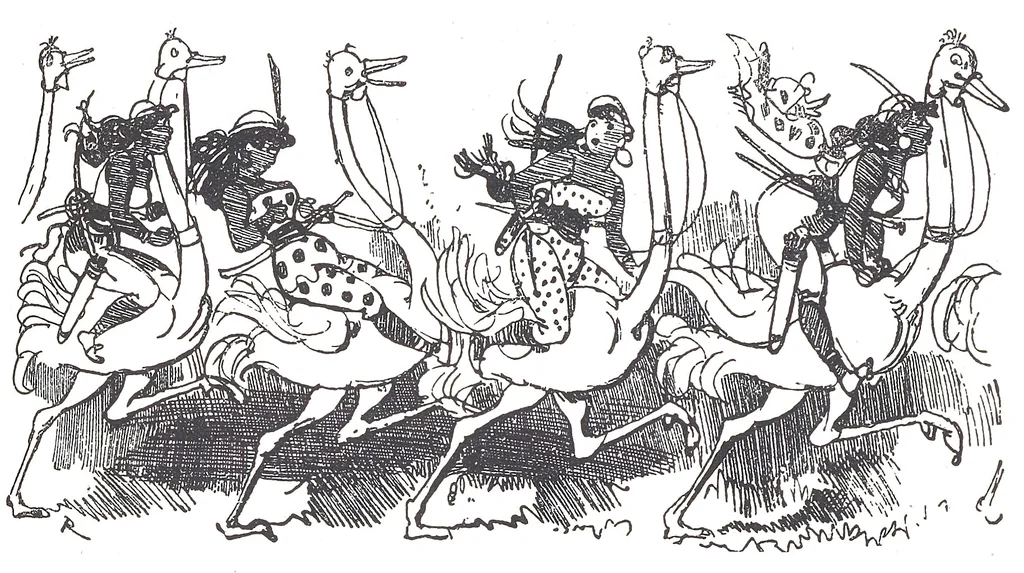 An illustration from Albert Robida - Voyages très extraordinaires de Saturnin Farandoul, 1879 page 346, 1879