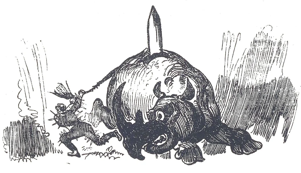 An illustration from Albert Robida - Voyages très extraordinaires de Saturnin Farandoul, 1879 page 364, 1879