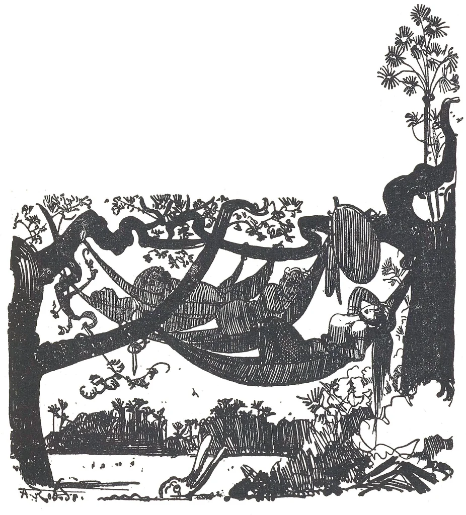 An illustration from Albert Robida - Voyages très extraordinaires de Saturnin Farandoul, 1879 page 380, 1879