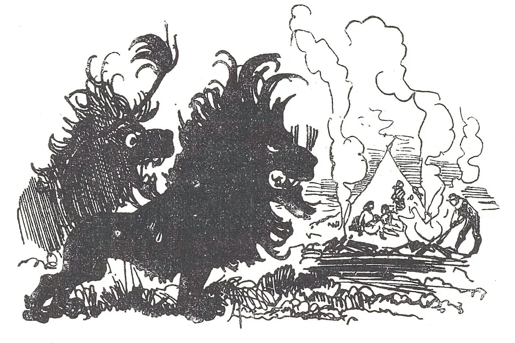 An illustration from Albert Robida - Voyages très extraordinaires de Saturnin Farandoul, 1879 page 382, 1879