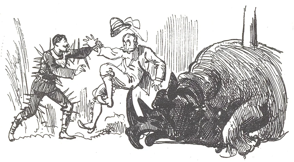 An illustration from Albert Robida - Voyages très extraordinaires de Saturnin Farandoul, 1879 page 386, 1879