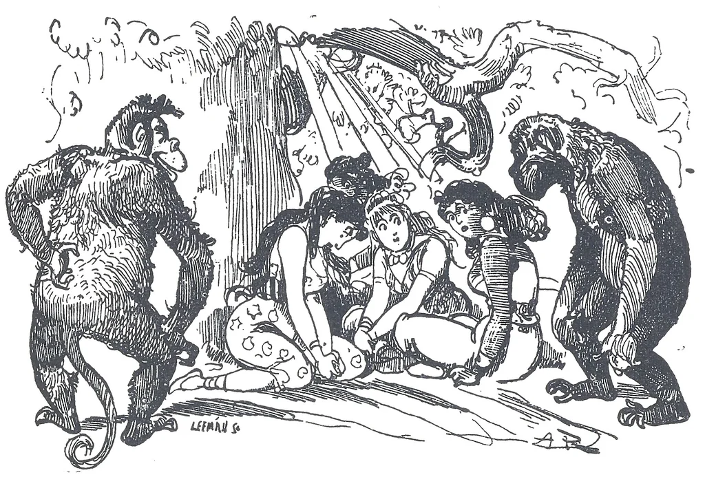 An illustration from Albert Robida - Voyages très extraordinaires de Saturnin Farandoul, 1879 page 388, 1879