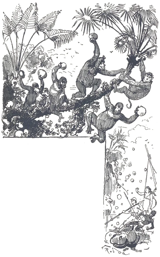 An illustration from Albert Robida - Voyages très extraordinaires de Saturnin Farandoul, 1879 page 392, 1879