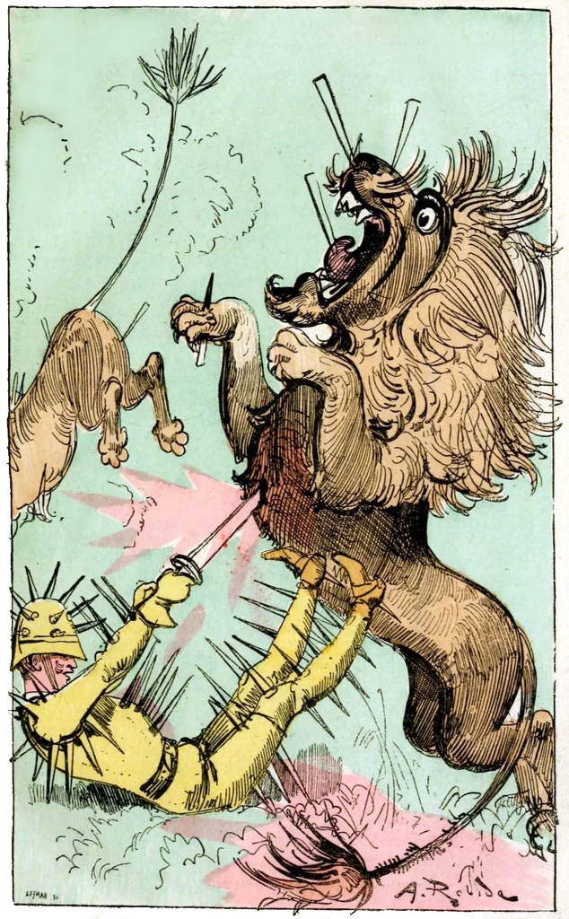 An illustration from Albert Robida - Voyages très extraordinaires de Saturnin Farandoul, 1879 page 368, 1879