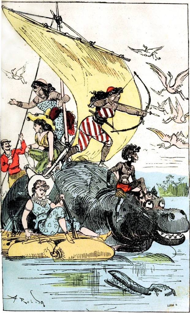 An illustration from Albert Robida - Voyages très extraordinaires de Saturnin Farandoul, 1879 page 400, 1879