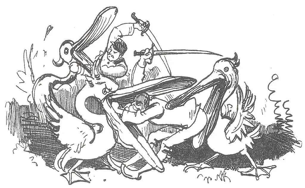 An illustration from Albert Robida - Voyages très extraordinaires de Saturnin Farandoul, 1879 page 406, 1879