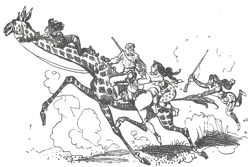 An illustration from Albert Robida - Voyages très extraordinaires de Saturnin Farandoul, 1879 page 422, 1879