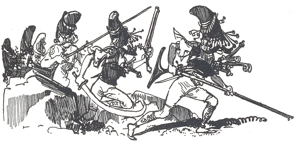 An illustration from Albert Robida - Voyages très extraordinaires de Saturnin Farandoul, 1879 page 452, 1879