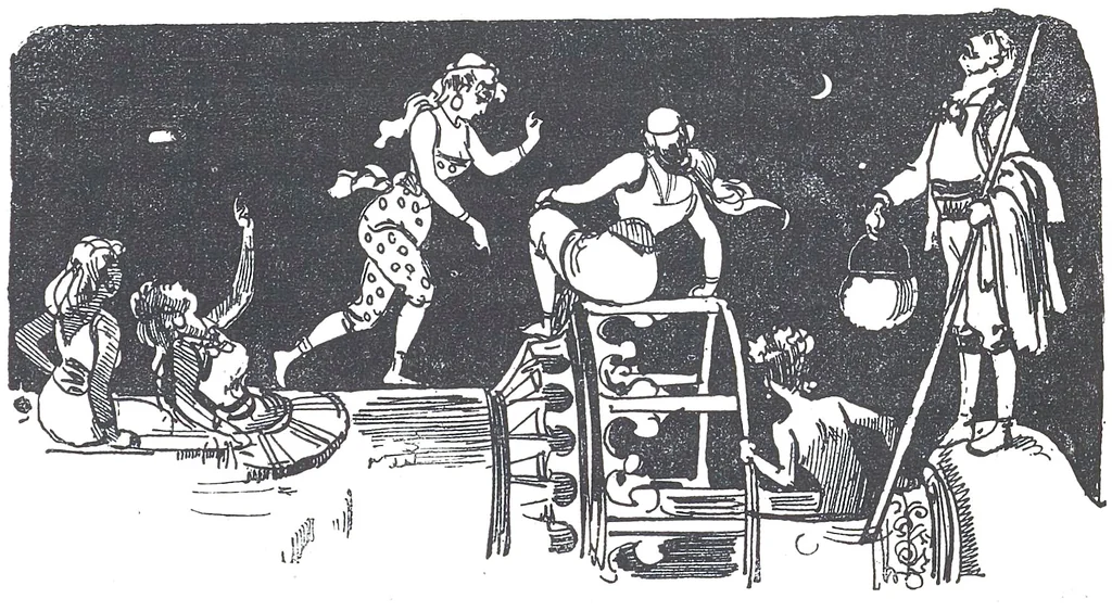 An illustration from Albert Robida - Voyages très extraordinaires de Saturnin Farandoul, 1879 page 454, 1879
