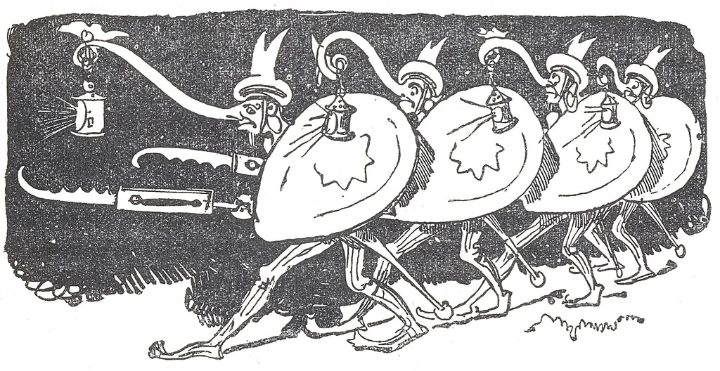 An illustration from Albert Robida - Voyages très extraordinaires de Saturnin Farandoul, 1879 page 478, 1879