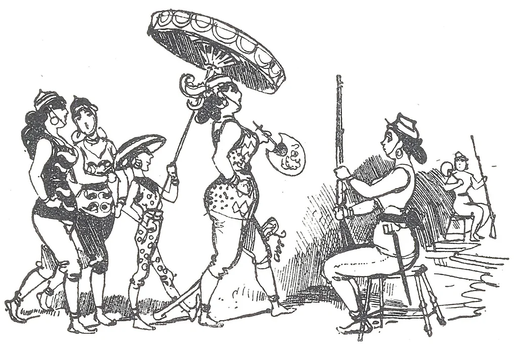 An illustration from Albert Robida - Voyages très extraordinaires de Saturnin Farandoul, 1879 page 492, 1879