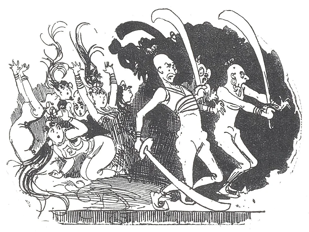 An illustration from Albert Robida - Voyages très extraordinaires de Saturnin Farandoul, 1879 page 498, 1879