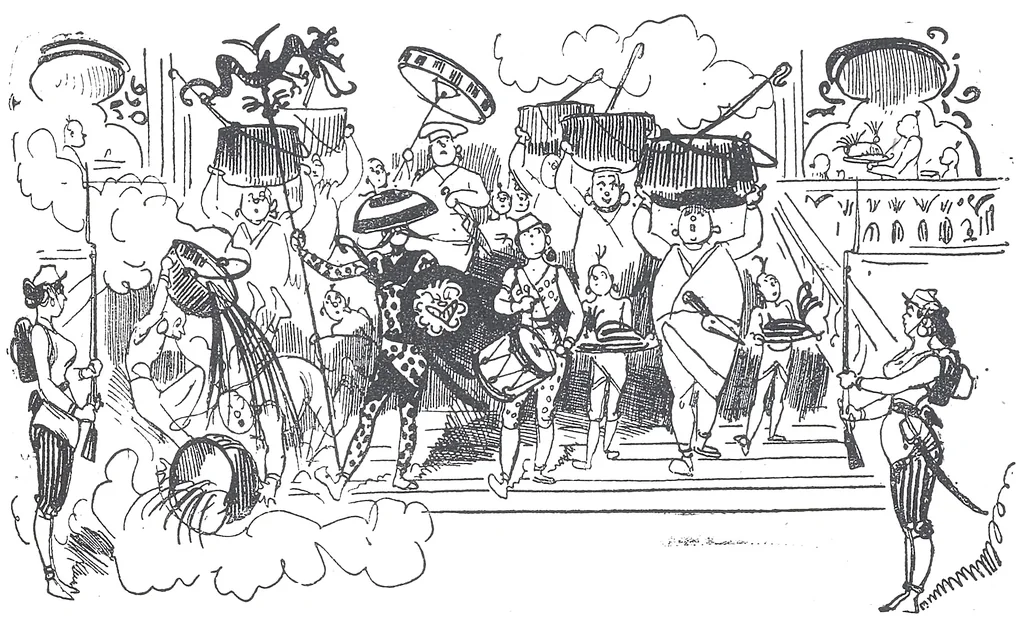 An illustration from Albert Robida - Voyages très extraordinaires de Saturnin Farandoul, 1879 page 502, 1879