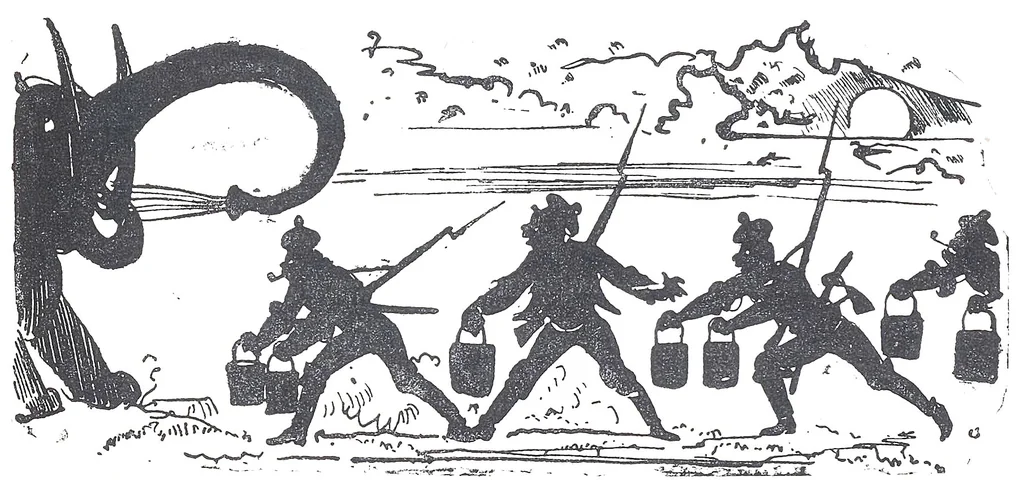 An illustration from Albert Robida - Voyages très extraordinaires de Saturnin Farandoul, 1879 page 514, 1879