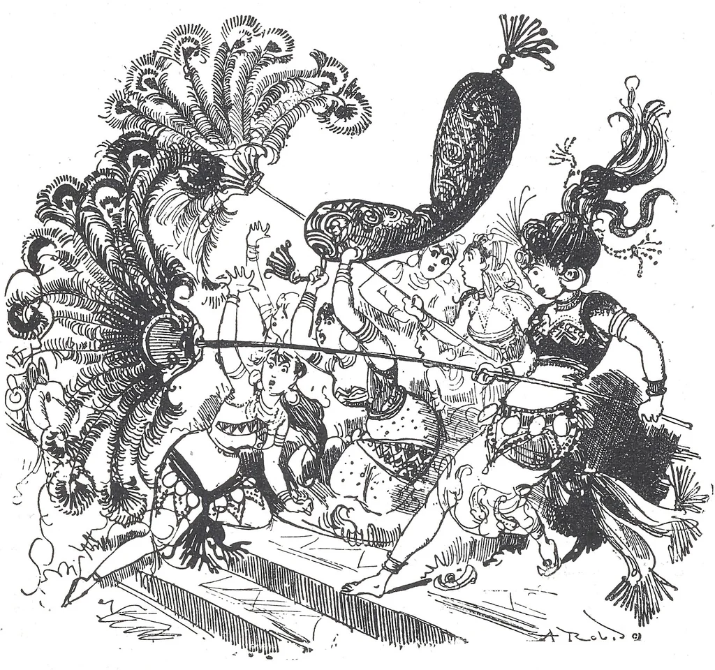 An illustration from Albert Robida - Voyages très extraordinaires de Saturnin Farandoul, 1879 page 540, 1879
