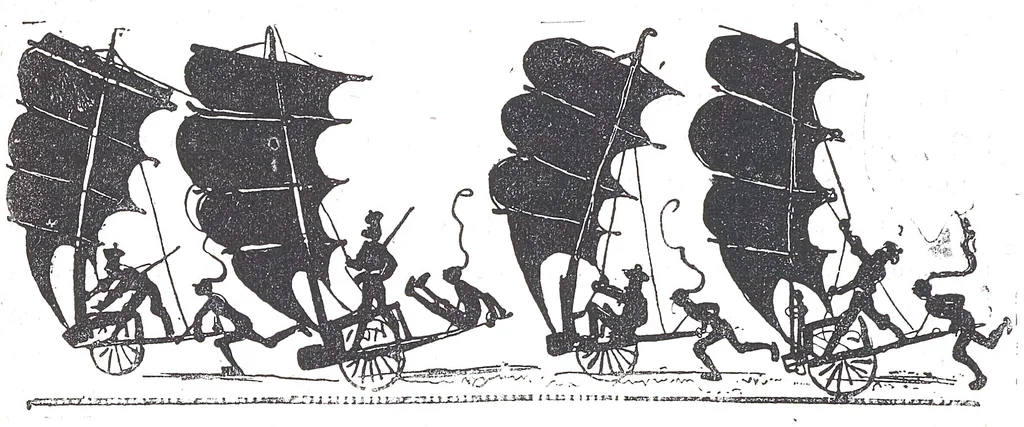 An illustration from Albert Robida - Voyages très extraordinaires de Saturnin Farandoul, 1879 page 556-1, 1879