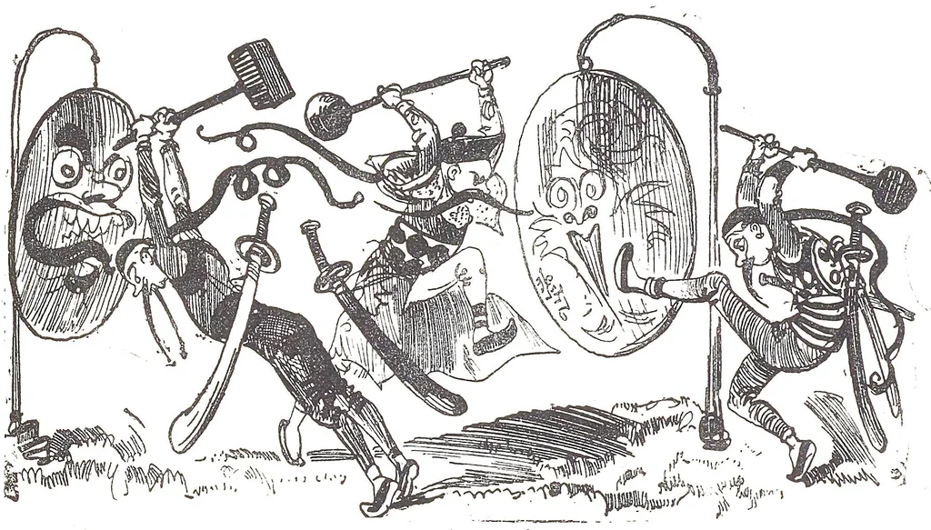 An illustration from Albert Robida - Voyages très extraordinaires de Saturnin Farandoul, 1879 page 558, 1879