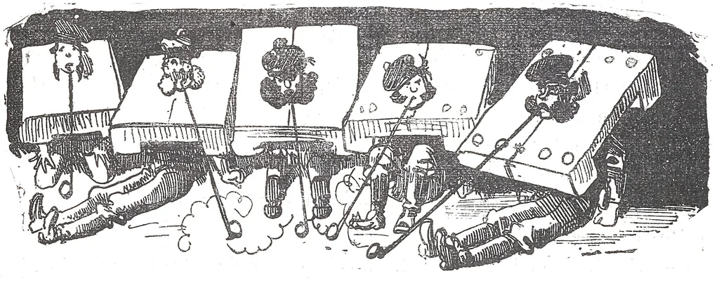 An illustration from Albert Robida - Voyages très extraordinaires de Saturnin Farandoul, 1879 page 574, 1879