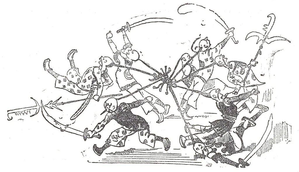 An illustration from Albert Robida - Voyages très extraordinaires de Saturnin Farandoul, 1879 page 578, 1879