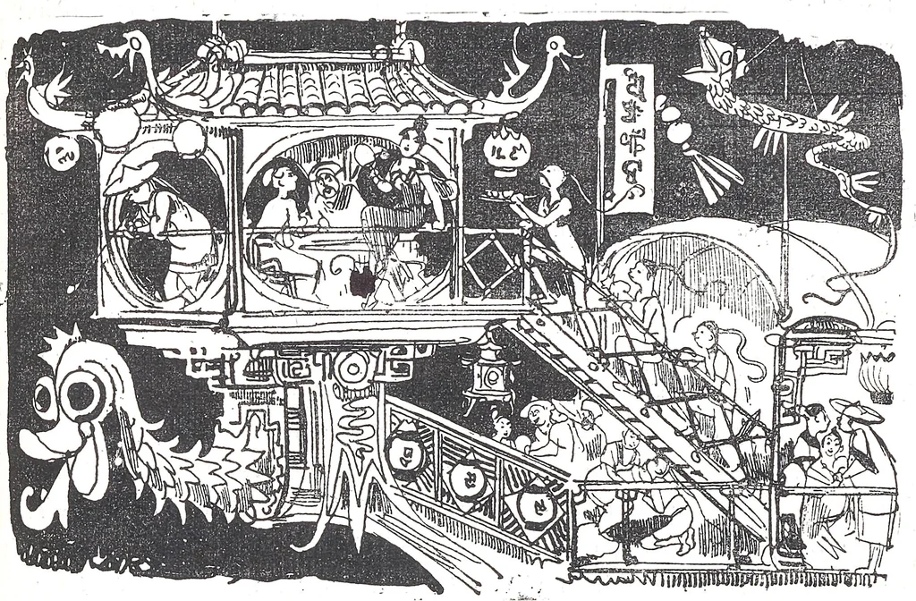 An illustration from Albert Robida - Voyages très extraordinaires de Saturnin Farandoul, 1879 page 580, 1879