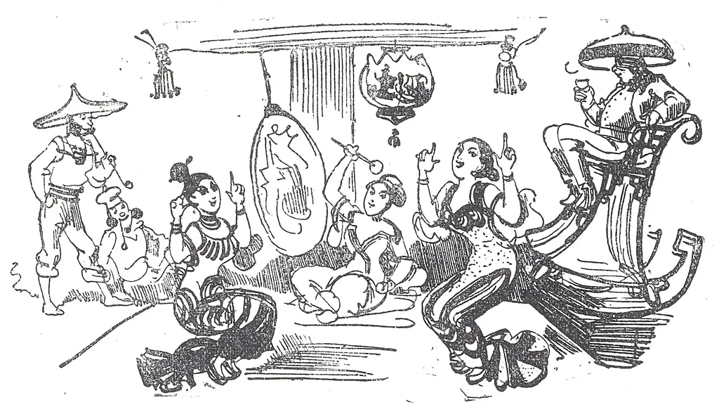 An illustration from Albert Robida - Voyages très extraordinaires de Saturnin Farandoul, 1879 page 588, 1879