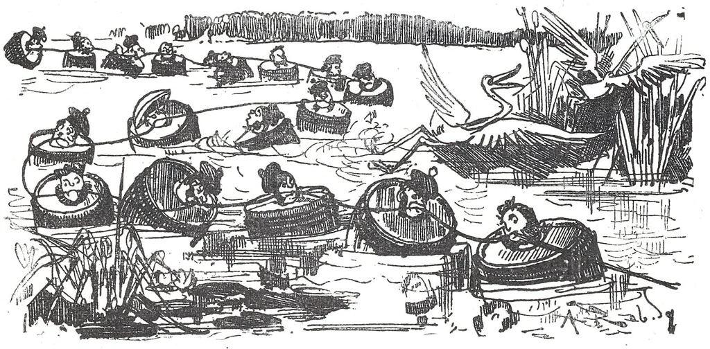An illustration from Albert Robida - Voyages très extraordinaires de Saturnin Farandoul, 1879 page 632-2, 1879