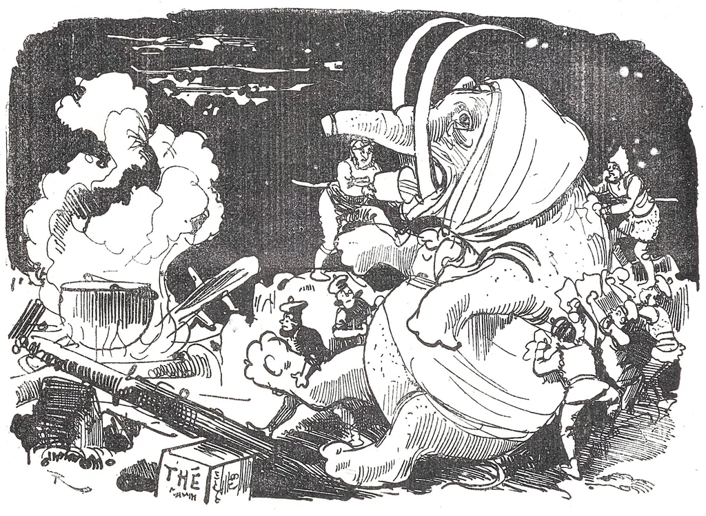 An illustration from Albert Robida - Voyages très extraordinaires de Saturnin Farandoul, 1879 page 644, 1879