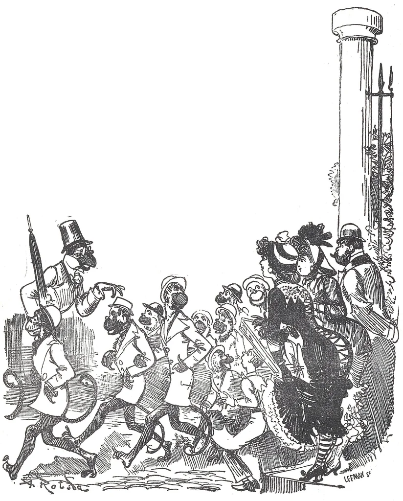 An illustration from Albert Robida - Voyages très extraordinaires de Saturnin Farandoul, 1879 page 664, 1879