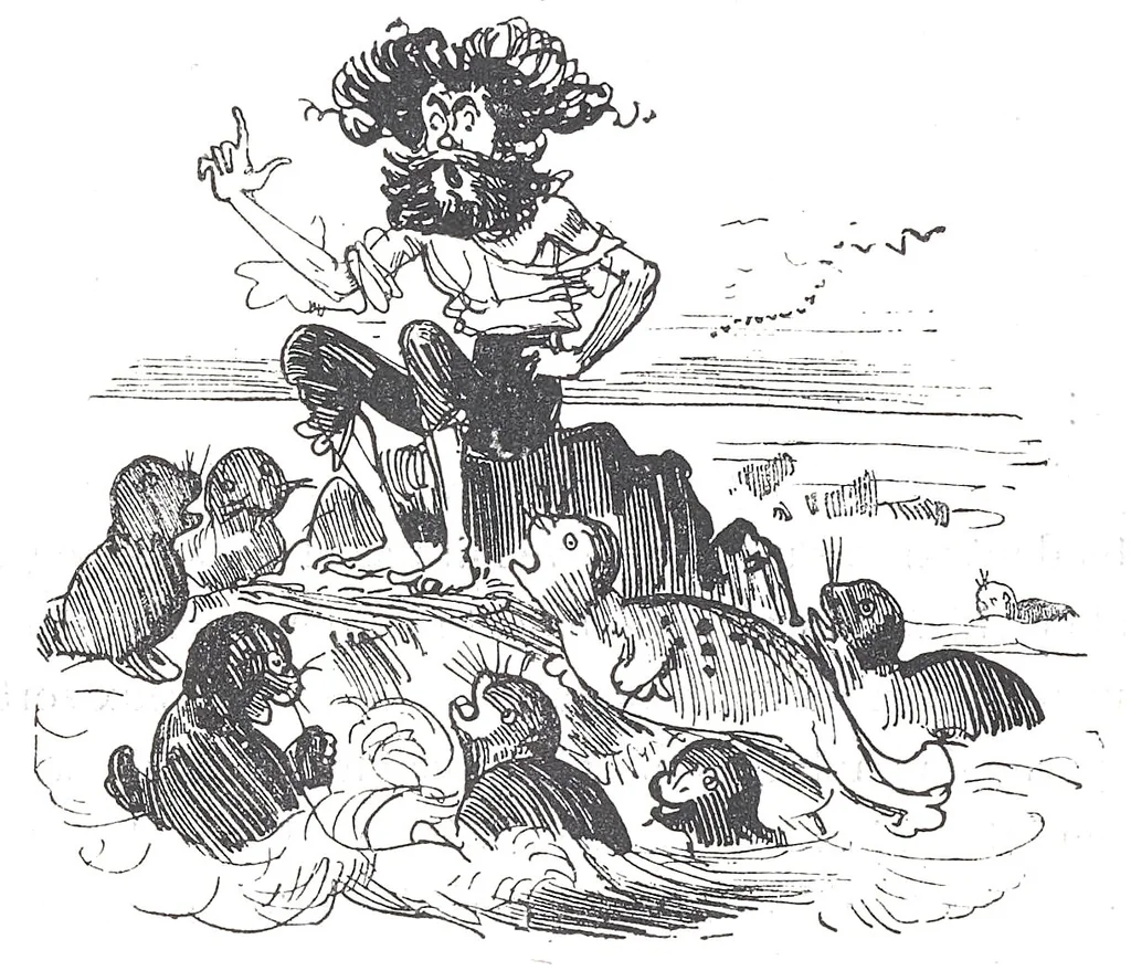 An illustration from Albert Robida - Voyages très extraordinaires de Saturnin Farandoul, 1879 page 702, 1879
