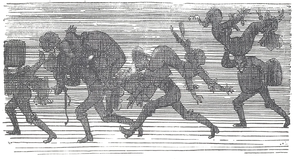 An illustration from Albert Robida - Voyages très extraordinaires de Saturnin Farandoul, 1879 page 718, 1879