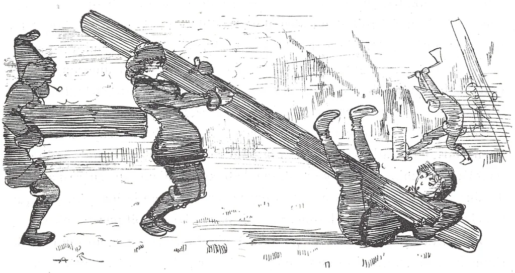 An illustration from Albert Robida - Voyages très extraordinaires de Saturnin Farandoul, 1879 page 726, 1879