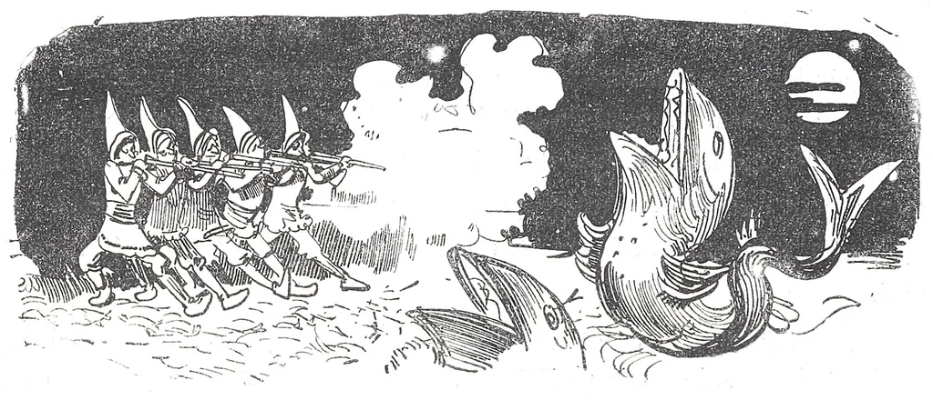 An illustration from Albert Robida - Voyages très extraordinaires de Saturnin Farandoul, 1879 page 746, 1879