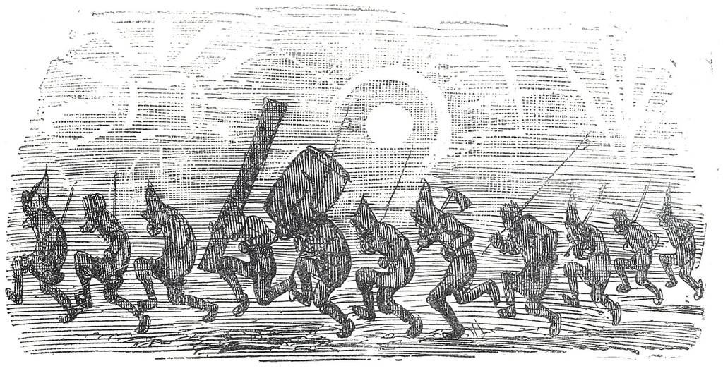 An illustration from Albert Robida - Voyages très extraordinaires de Saturnin Farandoul, 1879 page 750, 1879
