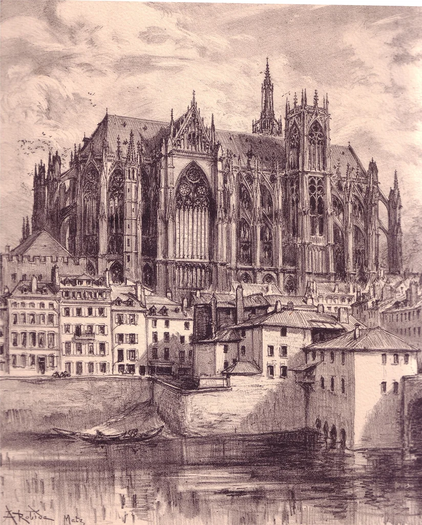 An illustration from Cathédrale Metz Robida, 1915