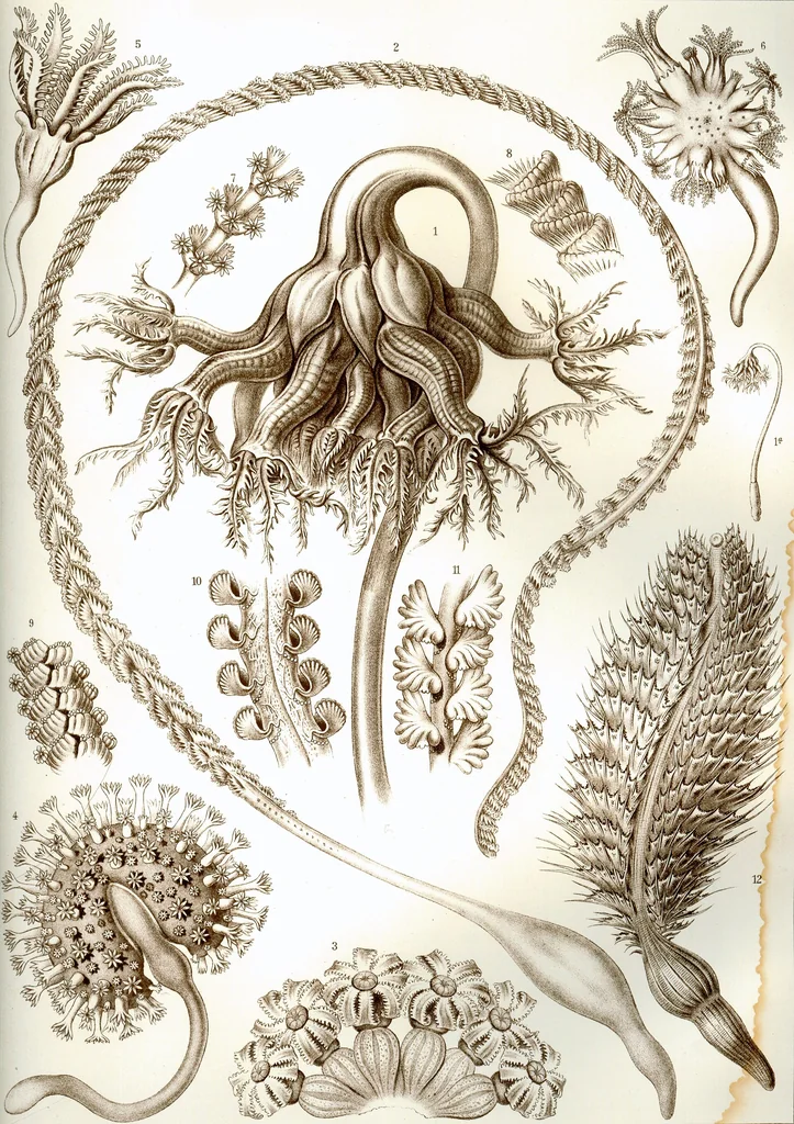 An illustration from Haeckel Pennatulida, 1904
