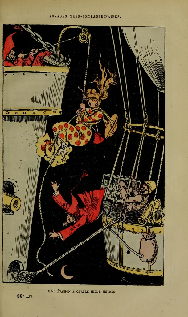 An illustration from Une évasion à quatre mille mètres, 1879