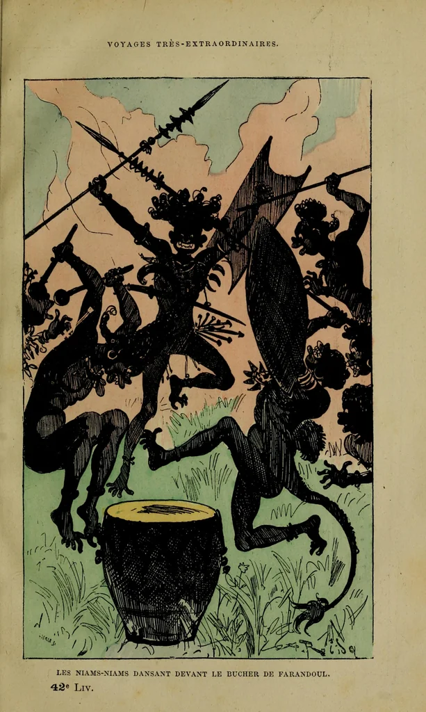 An illustration from Les Miams-miams devant le bûcher de Farandoul, 1879