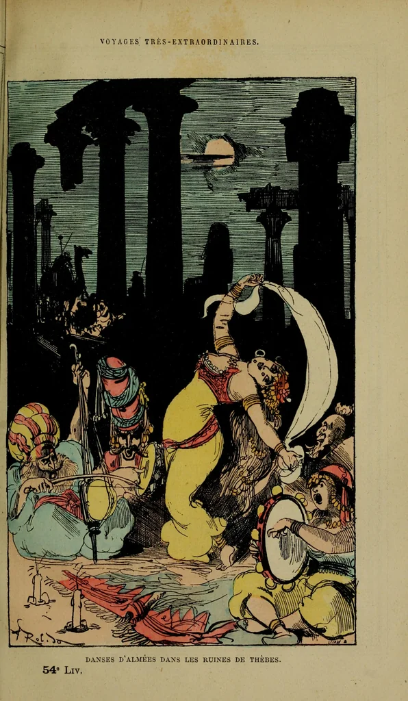 An illustration from Danses d'almées dans les ruines de Thèbes, 1879