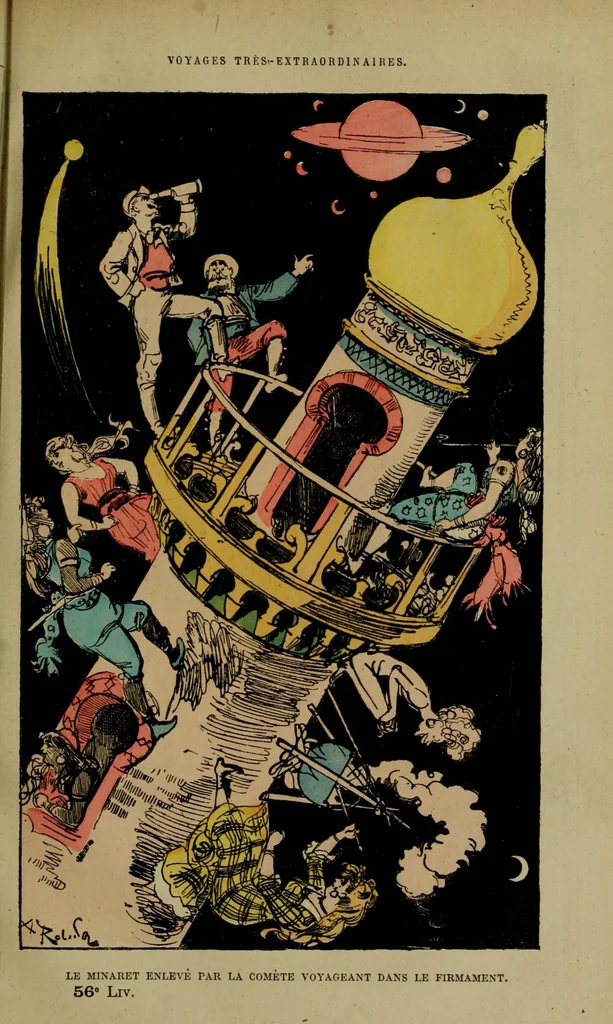 An illustration from Le minaret enlevé par la comète voyageant dans le firmament, 1879