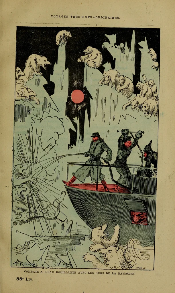 An illustration from Combats à l'eau bouillante avec les ours de la banquise, 1879