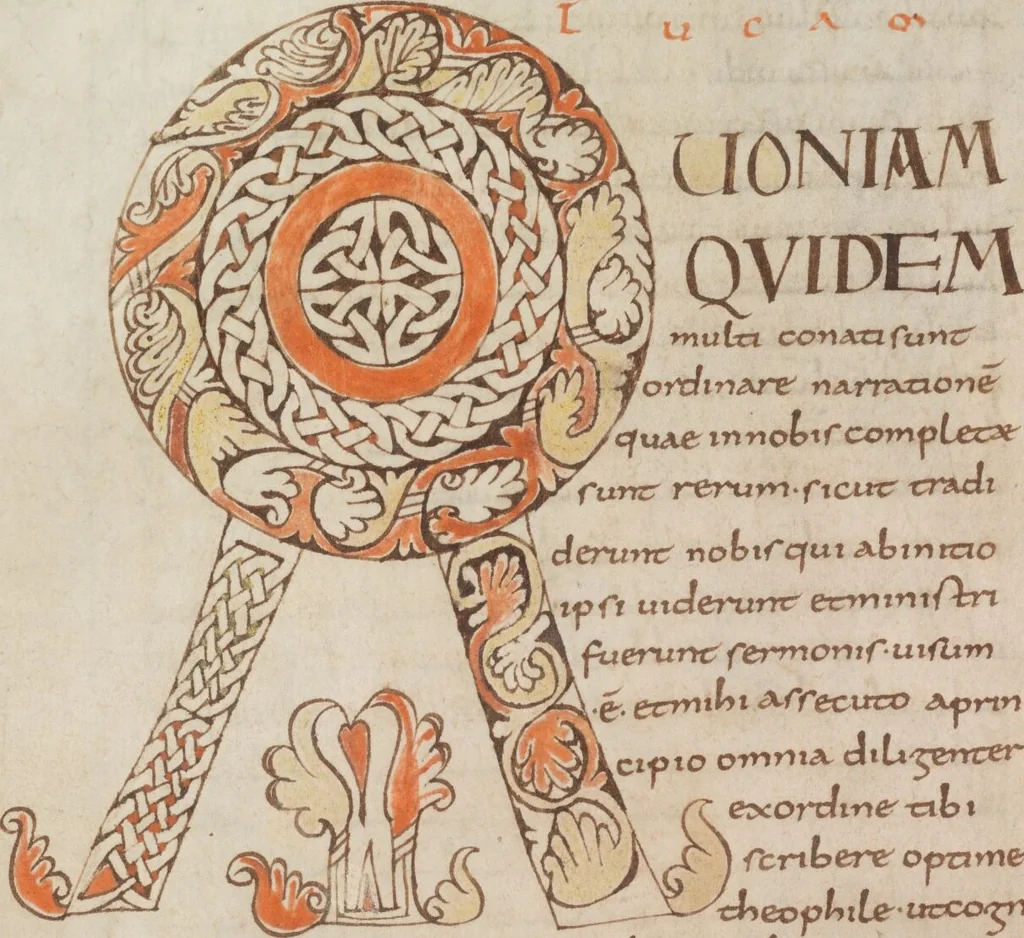 An illustration from Biblia Latina (Vulgata): Evangelia, 850, leaf 158