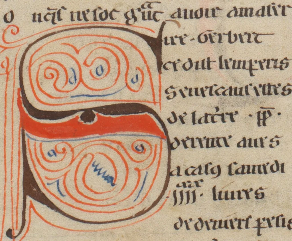 An illustration from Composite Manuscript: Garin le Loherain, Perceval, Chroniques, Parthenopeus de Blois, Durmart le Gaulois etc., French, 1250, leaf 103