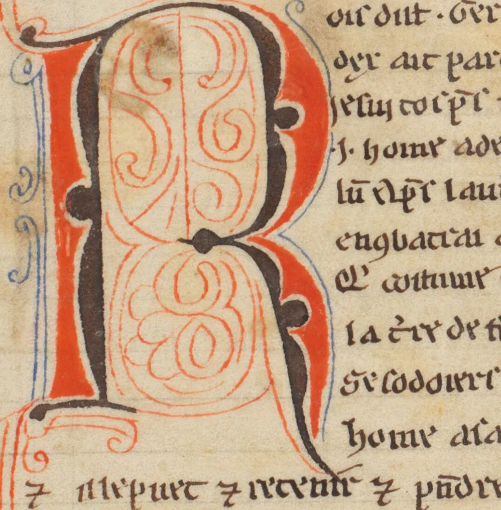 An illustration from Composite Manuscript: Garin le Loherain, Perceval, Chroniques, Parthenopeus de Blois, Durmart le Gaulois etc., French, 1250, leaf 123