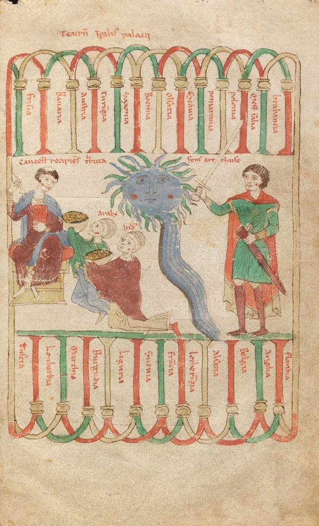 An illustration from Petrus de Ebulo: Liber ad honorem Augusti, lat., 1195, leaf 105