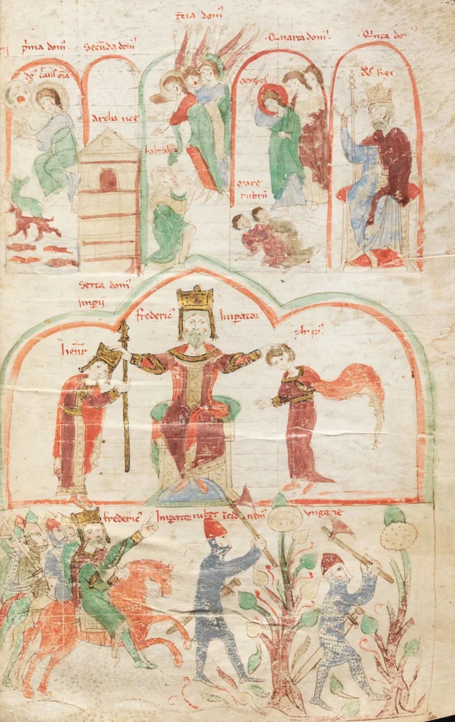 An illustration from Petrus de Ebulo: Liber ad honorem Augusti, lat., 1195, leaf 107