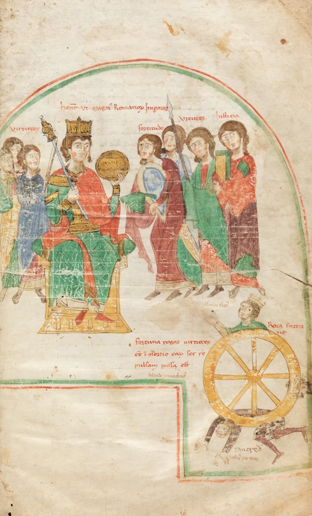 An illustration from Petrus de Ebulo: Liber ad honorem Augusti, lat., 1195, leaf 109
