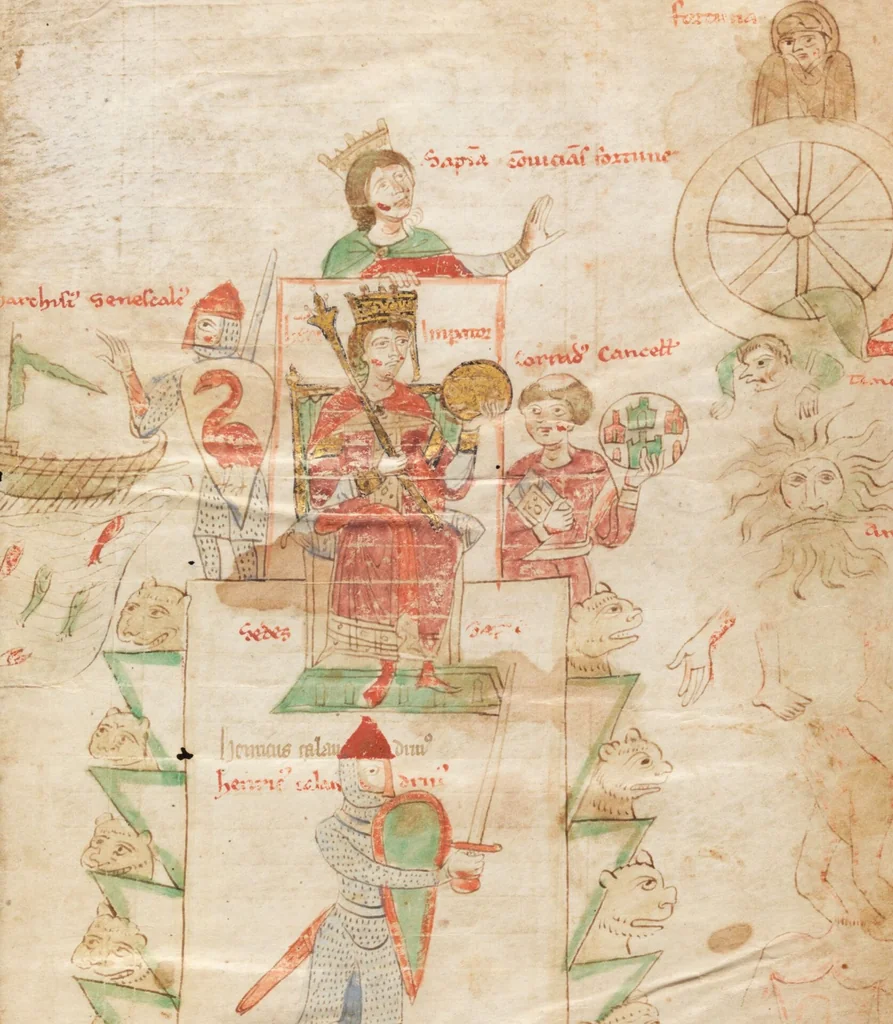 An illustration from Petrus de Ebulo: Liber ad honorem Augusti, lat., 1195, leaf 111