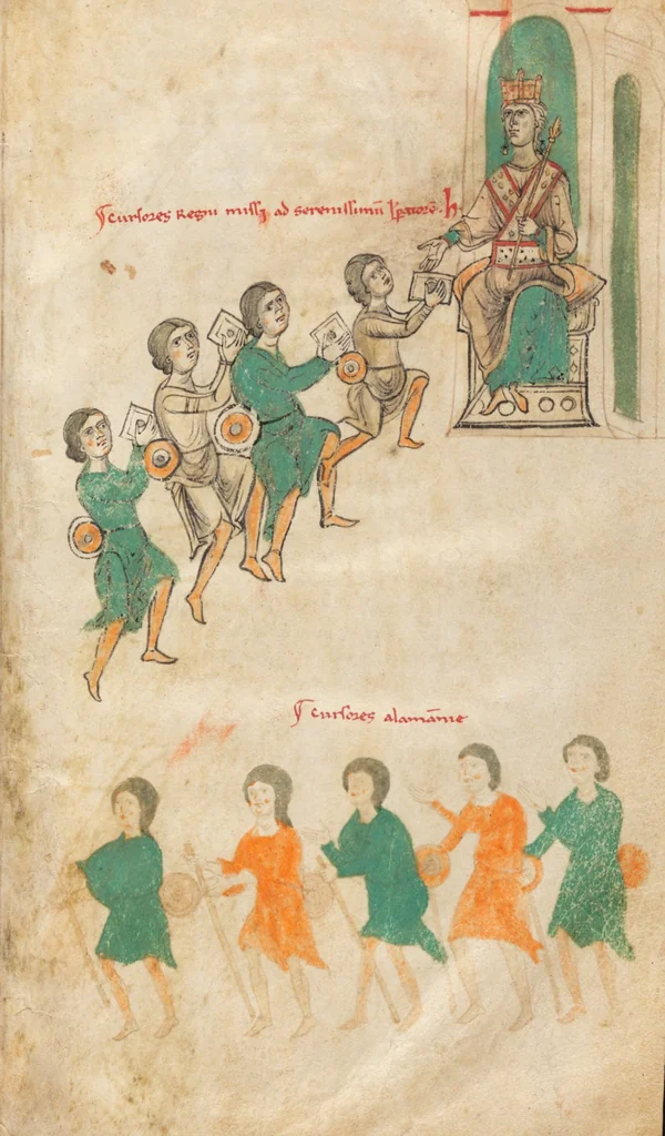 An illustration from Petrus de Ebulo: Liber ad honorem Augusti, lat., 1195, leaf 27