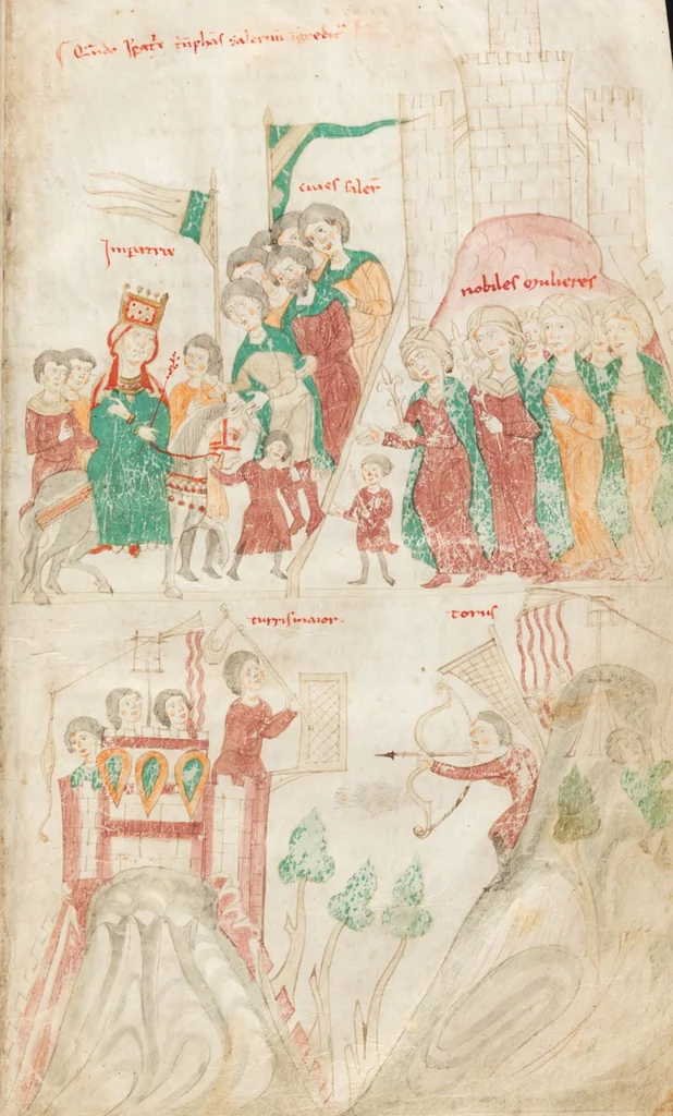 An illustration from Petrus de Ebulo: Liber ad honorem Augusti, lat., 1195, leaf 37