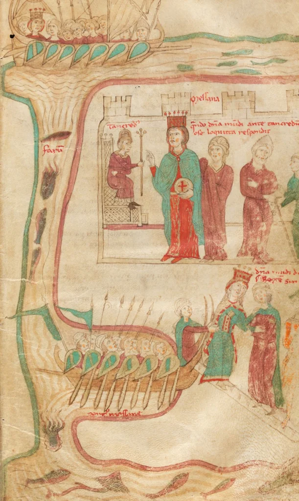 An illustration from Petrus de Ebulo: Liber ad honorem Augusti, lat., 1195, leaf 55